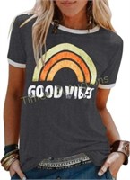 UMEKO Womens Good Vibes Graphic T-Shirt  Small