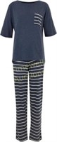 M&S Womens Cotton Stripe Pajama Set
