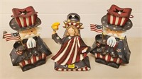 (3) Patriotic TIn Candle Holders