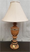 Wood Look Plaster Table Lamp. Works. Has A Chip.