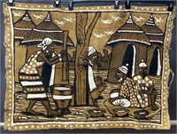 Malian Bogolan Mudcloth Art Village Life Painting