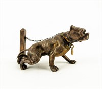 Dog Chained to Post Match Safe Matchstick Holder