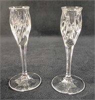 Two Clear Crystal Candlesticks