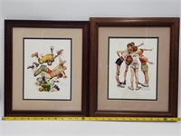 2 Norman Rockwell Framed Sporting Boys Prints