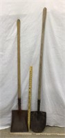 D1) SHOVELS-WITH WOOD HANDLES, TWO KINDS