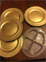 LOT OF 7 GOLD TONE CHARGES/PLATES