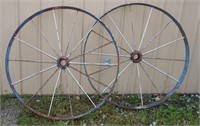 2 Vintage Steel Spoked Wheels, 46" Diameter