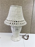 Vintage White Wicker Lamp - 2 ft Tall