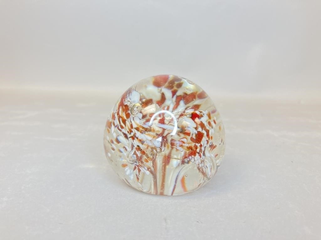 Unmarked Floral Glass Paperweight
