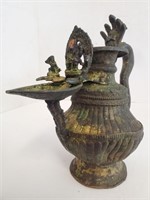 19th Century Bronze Oil Lamp 8.25"H