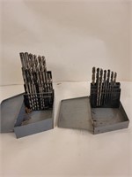 Two Metal Drill Bit Cases w/ Assorted Bits