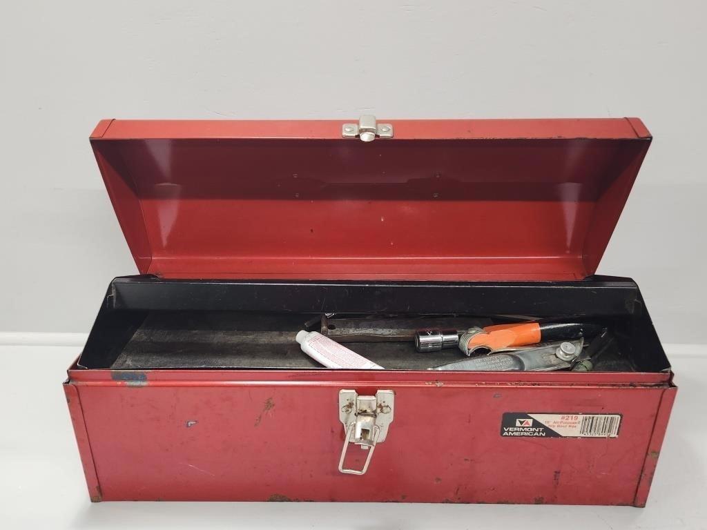 Metal Toolbox with Tools