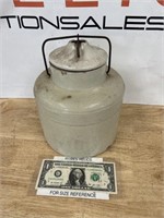 Antique Stoneware crock jar with bail top and lid