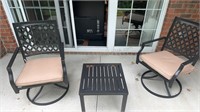 Patio Set, 2 Swivel Chairs, Small Table