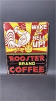 Roosters Coffee Metal Sign
