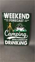 Weekend Camping Metal Sign
