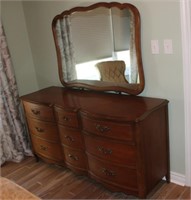 Wooden Knechtel 9 Drawer Dresser with Mirror