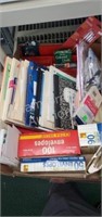 Box of assorted office supplies - filler paper,