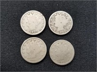 1899-1911 V Nickels 4ct