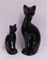 2 Mid Century Brazil black cat figurines with