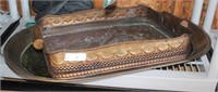Large Hammered Brass Tray and Copper Tray