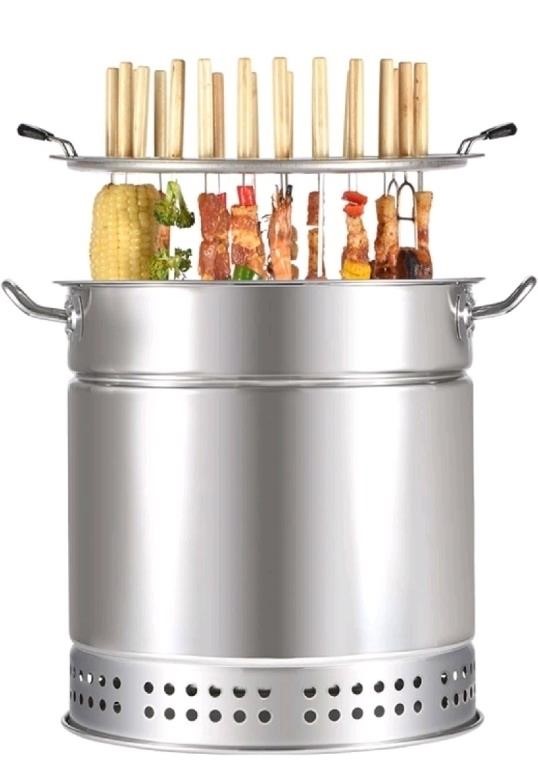 INLETTER Portable Vertical Charcoal Smoker Grill B