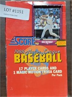 1988 SCORE BOX OF MLB TRADING CARD PACKAGES