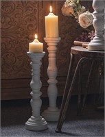White Rustic Candle Holders  18-Inch