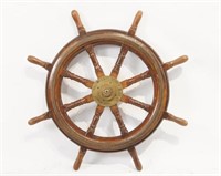 Antique Wood & Brass Scotland Ship's wheel