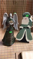 Porcelain angel and wooden  Santa