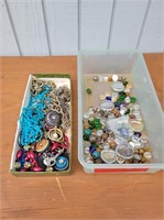 Assorted Costume Jewelry & Marbles