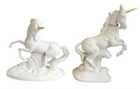 David Cornell White Porcelain Unicorn Figurines