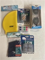 Variety of Swimming Accessories. Includes caps,