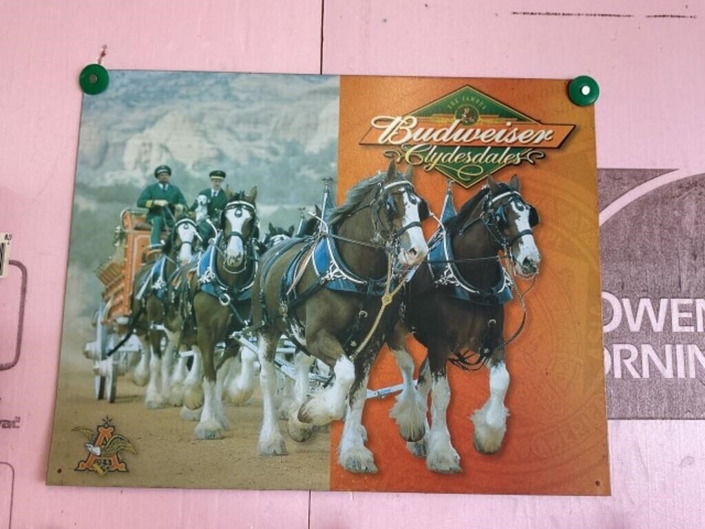 Metal Budweiser Clydesdales Sign