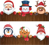 Soaoo 6 Pcs Christmas Fence Peeker Decoration Sant