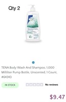 TENA Body Wash And Shampoo, 1,000 Milliliter Pump