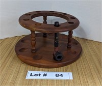 VINTAGE WOODEN PIPE RACK WITH SMALL PIPE