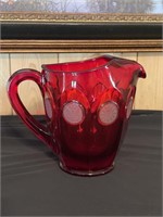 Fostoria ruby red coin glass pitcher