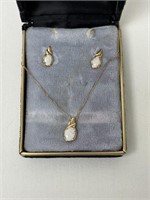 14kt Gold & Opal Necklace & Earring Set