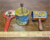 (3) Vintage Tin Litho Noisemakers- Including T.