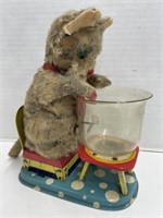 Vintage Animated Toy - Cat Looking in Bowl, 9 "