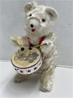 Vintage Wind Up Toy - Bear Playing Drum, 8 "