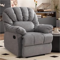 ANJ Manual Recliner Chair  Overstuffed  Grey