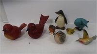 Wood and Glass Bird Figurine Lot (8 pieces)