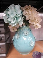 Teal Floral Vase, Ceramic