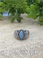 Sterling Silver Blueish Green Stone Ring