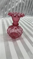 Gorgeous Vintage Fenton Deep Pink Gourd Ruffle