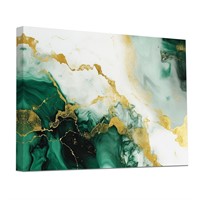 CCWACPP Abstract Canvas Wall Art White Green Gold