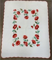 Hand Stitched Poppy Quilt.