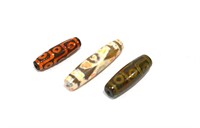 Three Chinese Tibetan Dzi Beads